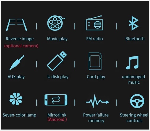 7" Double 2 DIN Bluetooth Head Unit Car Stereo Touch Screen Radio FM TF USB AUX - Image 12