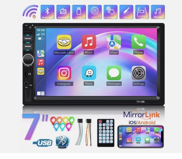 7" Double 2 DIN Bluetooth Head Unit Car Stereo Touch Screen Radio FM TF USB AUX - Image 4
