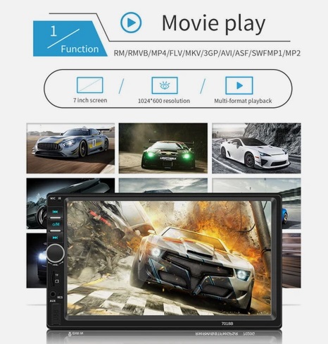 7" Double 2 DIN Bluetooth Head Unit Car Stereo Touch Screen Radio FM TF USB AUX - Image 5