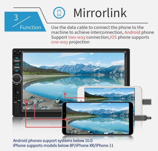 7" Double 2 DIN Bluetooth Head Unit Car Stereo Touch Screen Radio FM TF USB AUX