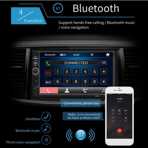 7" Double 2 DIN Bluetooth Head Unit Car Stereo Touch Screen Radio FM TF USB AUX - Image 8