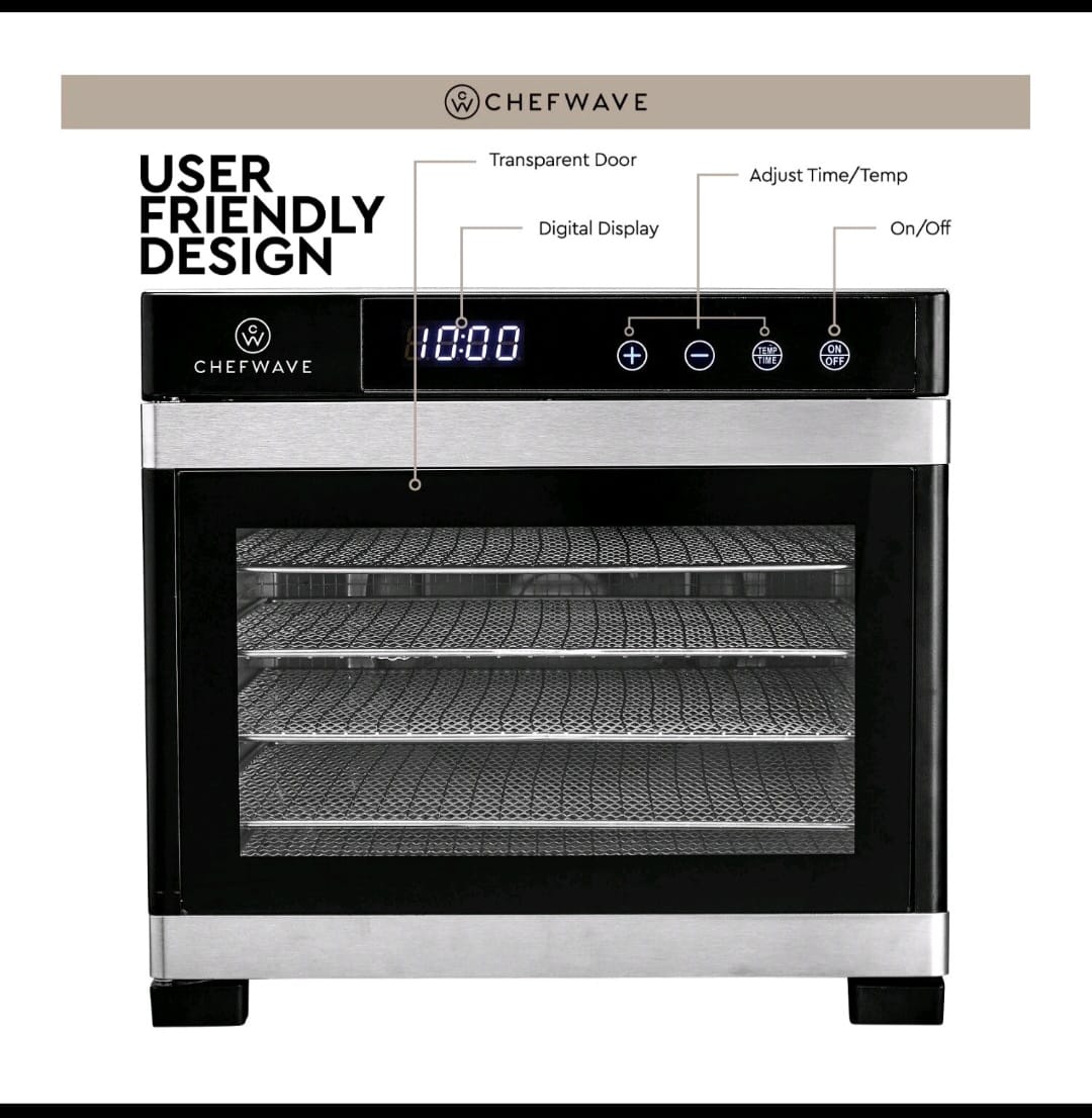 Chefwave CW-FD06 Secco Pro Food Dehydrator with 6 Drying Racks - Stainless Steel - Image 2