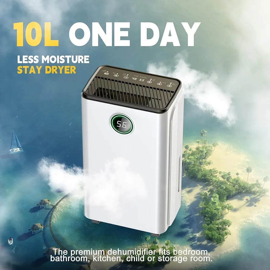 10L/Day Dehumidifier Real-Time Digital Humidity Display & Control - Image 3