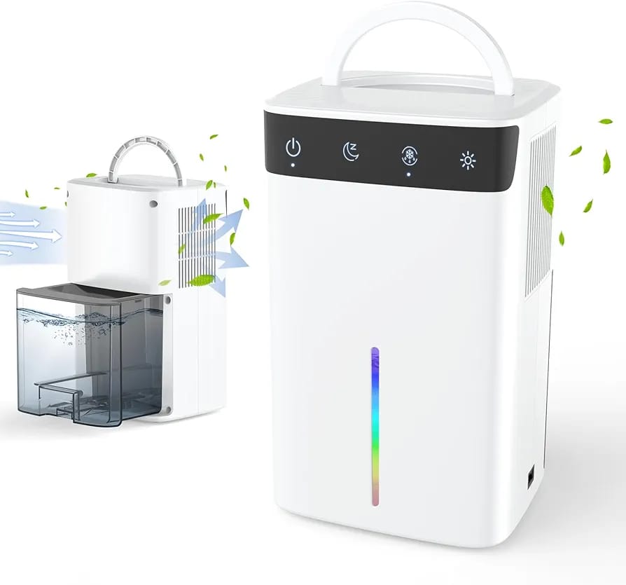 EVARY Portable Dehumidifier DH130-EU-W-CP, White, 1L/day, Intermittent Operation - Image 2