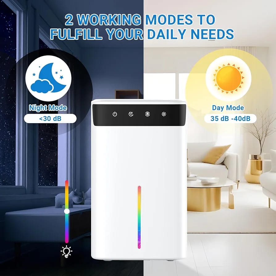 EVARY Portable Dehumidifier DH130-EU-W-CP, White, 1L/day, Intermittent Operation - Image 8