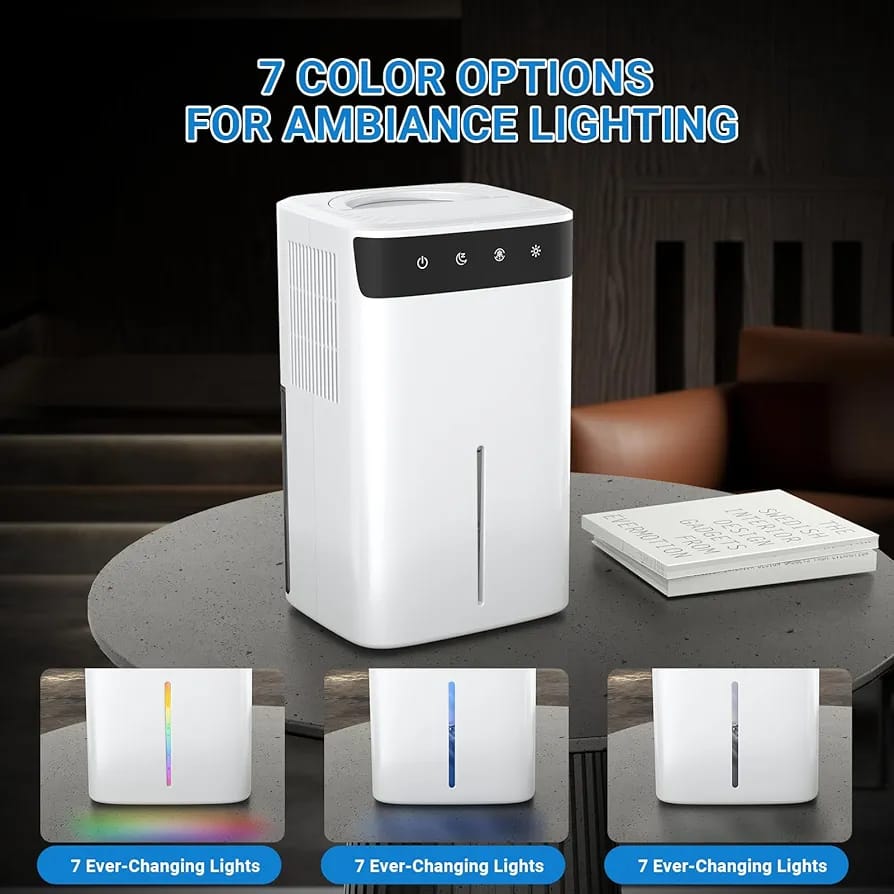 EVARY Portable Dehumidifier DH130-EU-W-CP, White, 1L/day, Intermittent Operation - Image 3