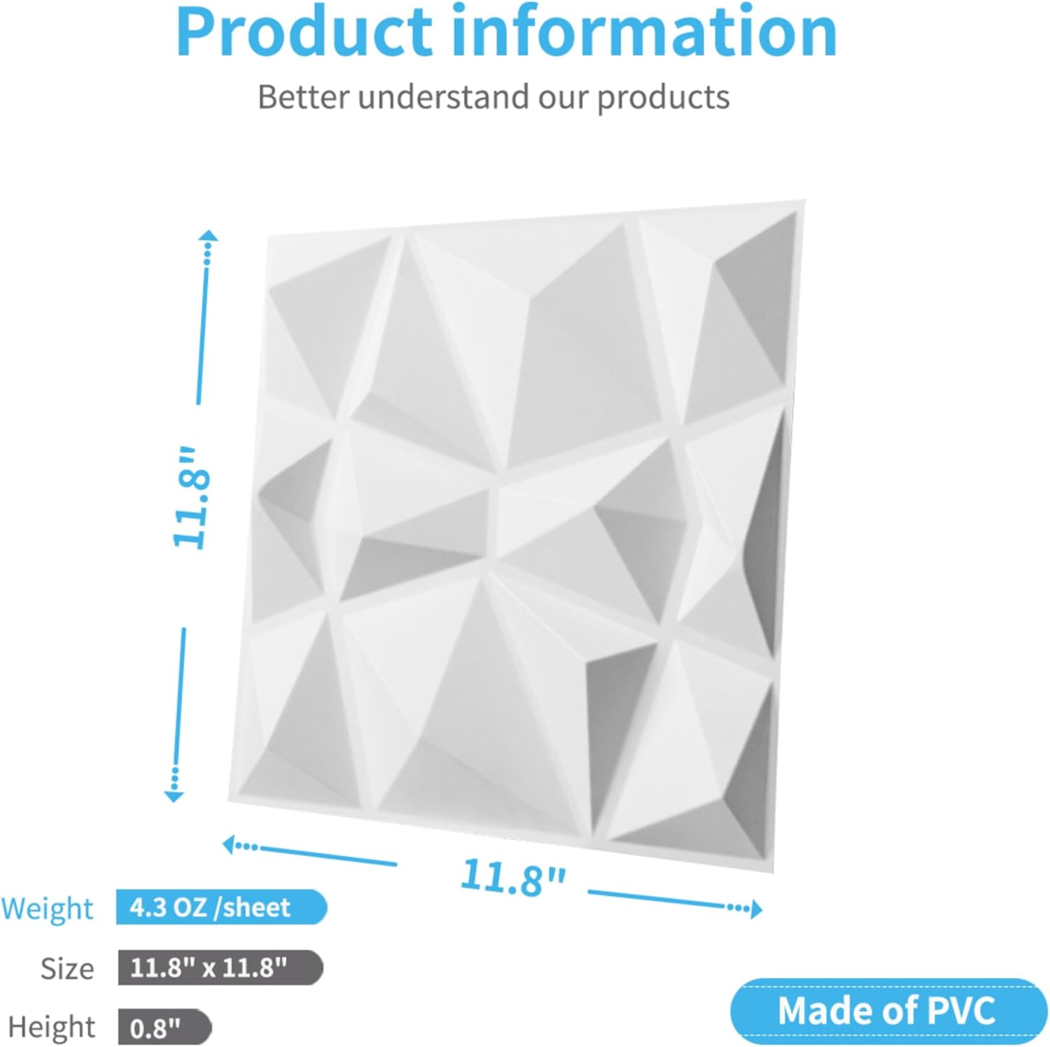 The Art3d 3D Wall Panel (Model D094-1) in matte white - Image 5