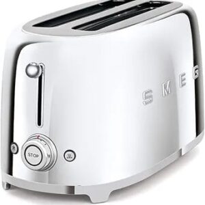 SMEG 2 Slice Toaster with 6 Presets and Defrost Function and Removable Crumb Tray TSF01SSUS, Stainless Steel