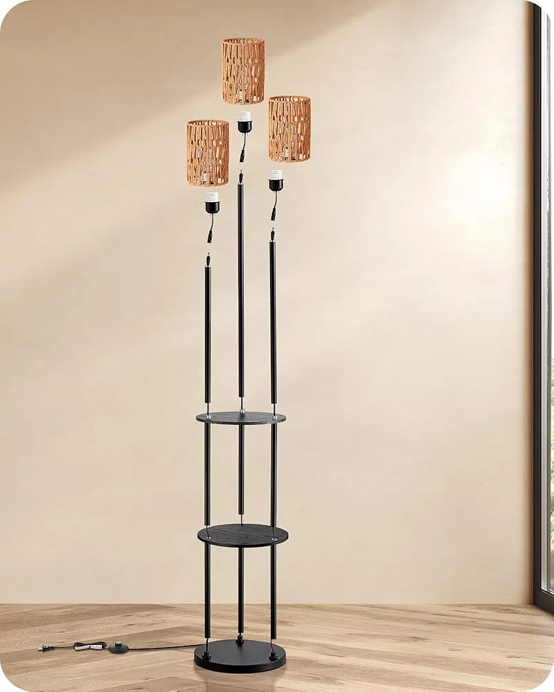 EDISHINE Floor Lamp Living Room, 3-Bulb Vintage Floor Lamp - Image 2