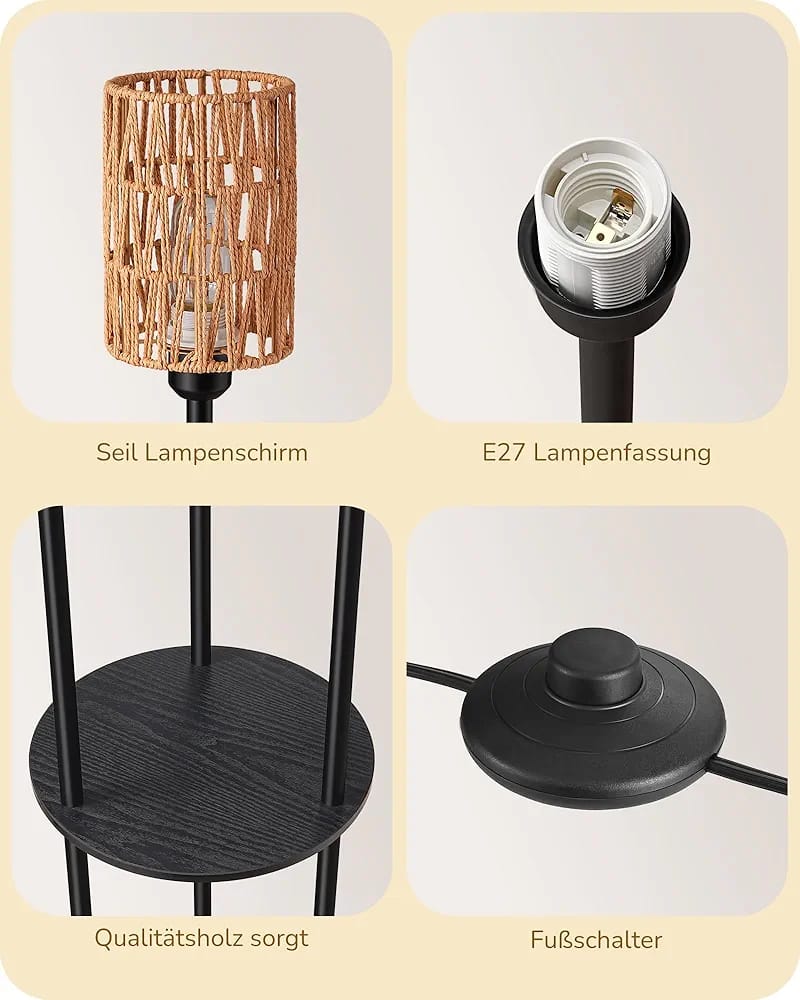 EDISHINE Floor Lamp Living Room, 3-Bulb Vintage Floor Lamp - Image 4