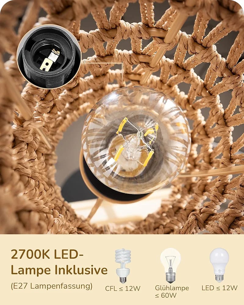 EDISHINE Floor Lamp Living Room, 3-Bulb Vintage Floor Lamp - Image 9