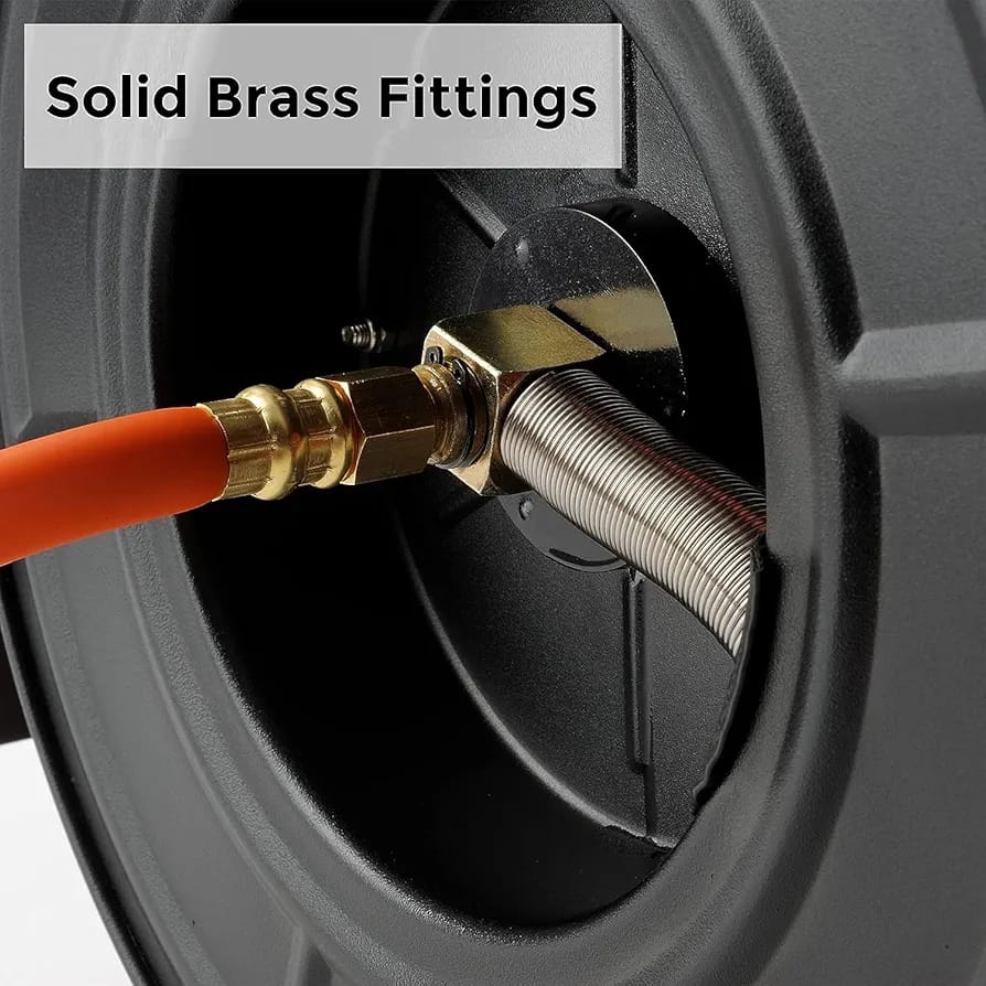 Giraffe Tools TA15BPLUS Retractable Air Hose Reel with Swivel Bracket 3/8" x 50 ft Hybrid Hose - Image 7