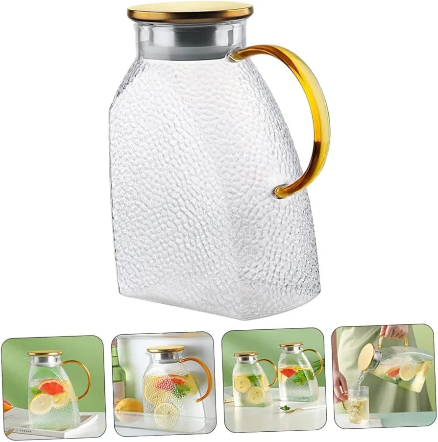 Glass Water Jug with Lid Reusable Beverage Pitcher for Juice Tea and Cold Drinks - Image 7