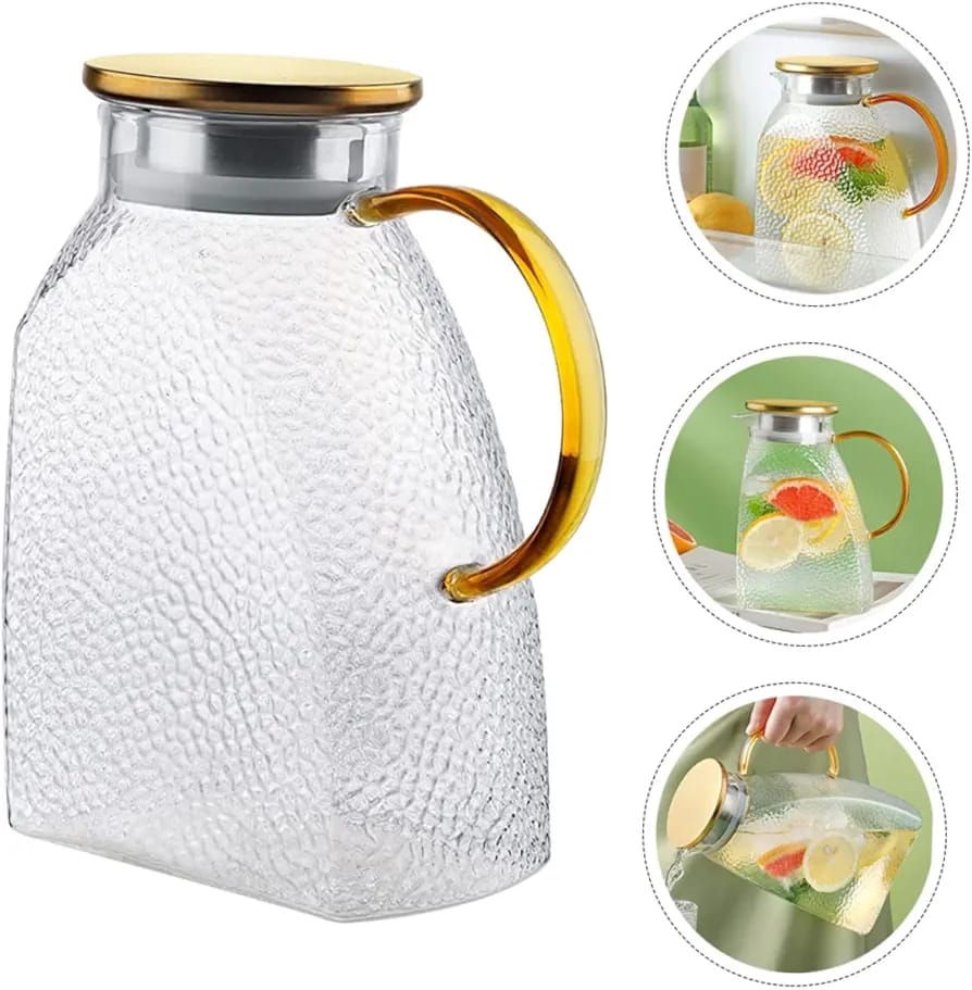 Glass Water Jug with Lid Reusable Beverage Pitcher for Juice Tea and Cold Drinks - Image 8