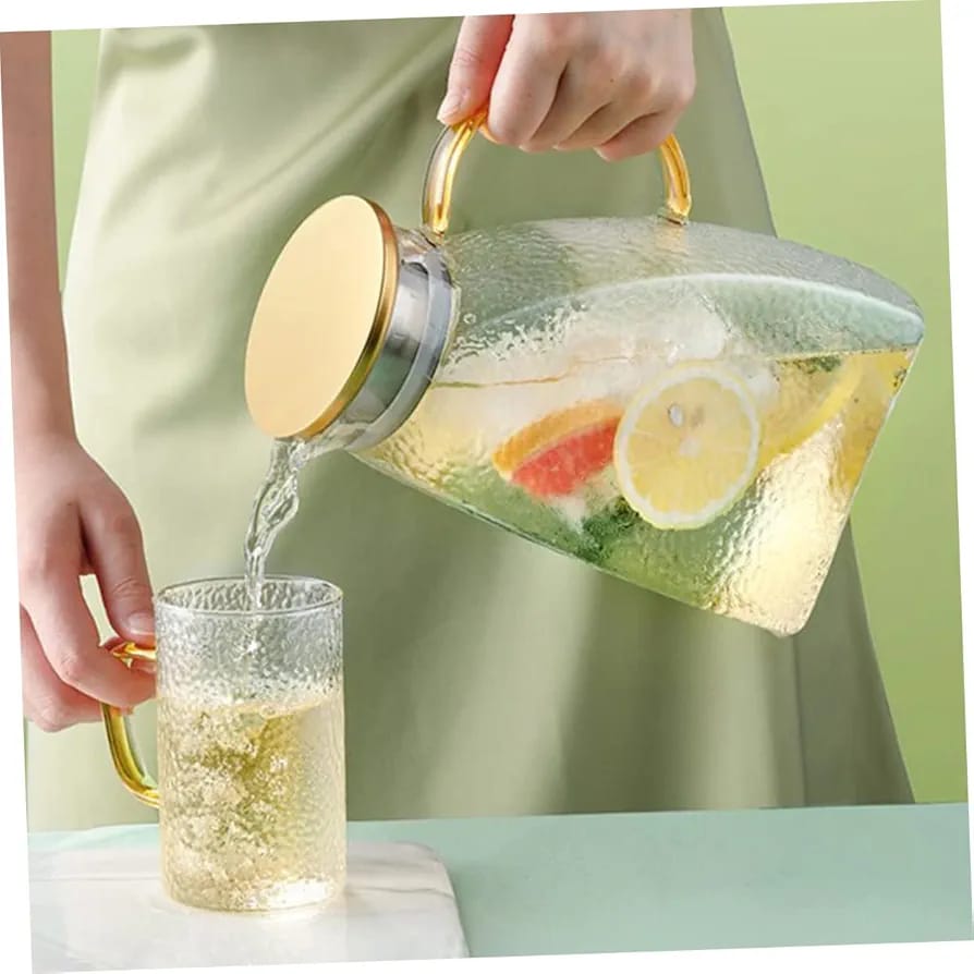 Glass Water Jug with Lid Reusable Beverage Pitcher for Juice Tea and Cold Drinks - Image 5