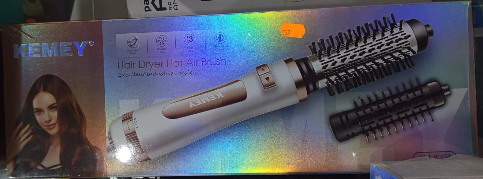 Kemey Hair Dryer Hot Air Brush, KM-8024 - Image 2