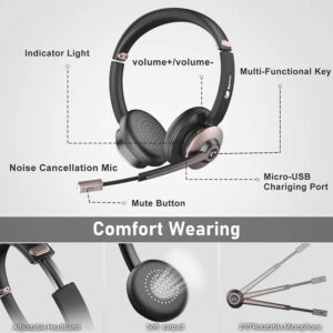 Earbay Wireless Headset - Bluetooth Headsets with Microphone Noise Cancelling