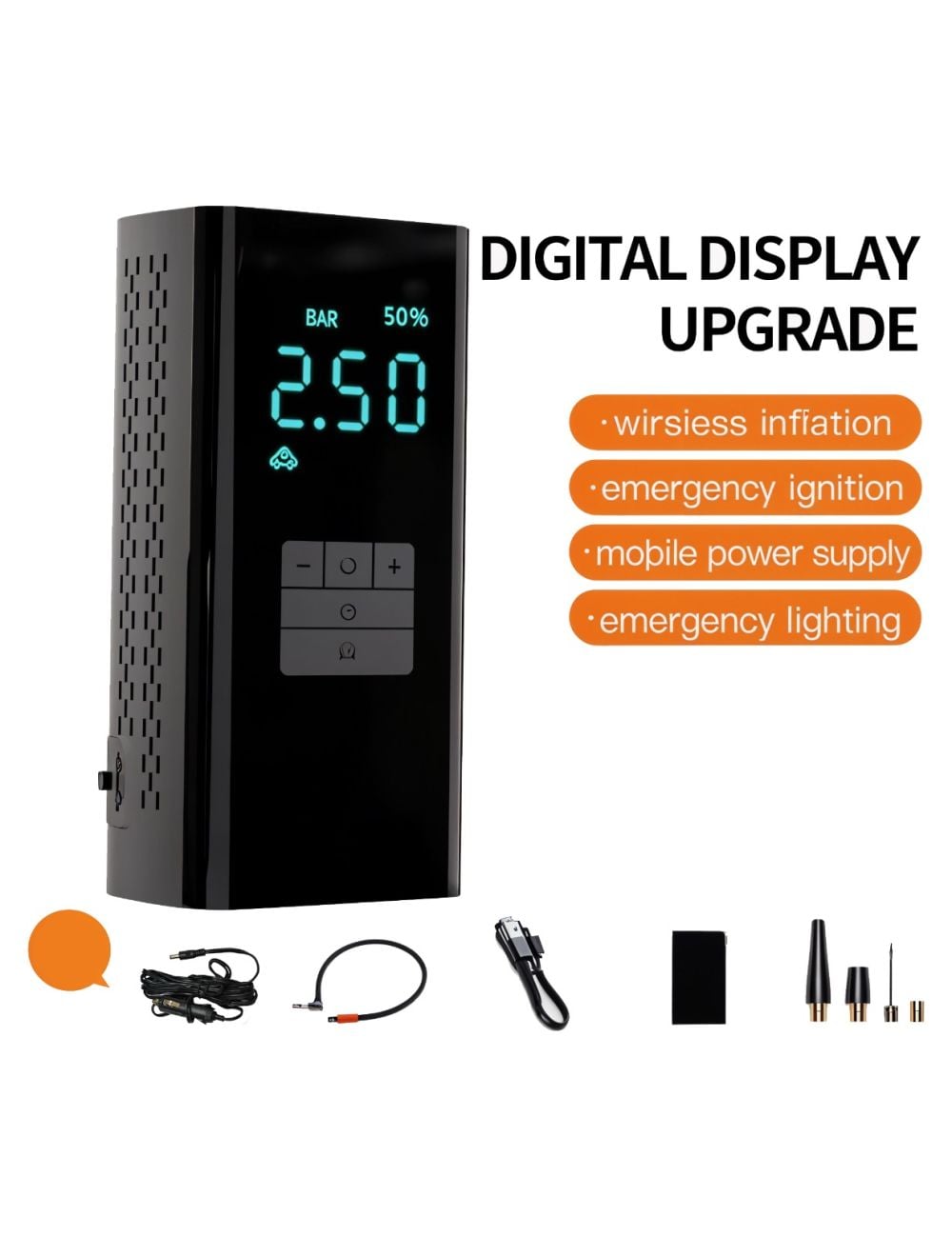 cordless tire inflator, emergency 4 in 1 MULTIFUNCTIONAL AUTOMOTIVE POWER Supply - Image 5