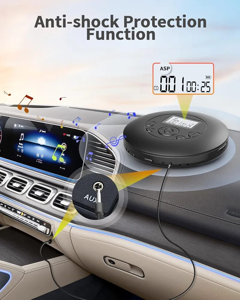 DESOBRY Portable CD Player, 7 Hour Battery Playtime - Image 4