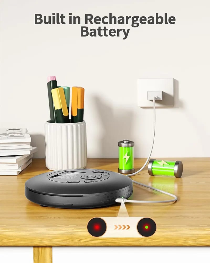 DESOBRY Portable CD Player, 7 Hour Battery Playtime - Image 6