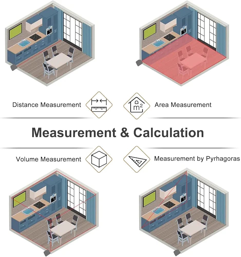 130ft/40m Laser Distance Laser Measurement Tool Scales with Large LCD Displa - Image 7
