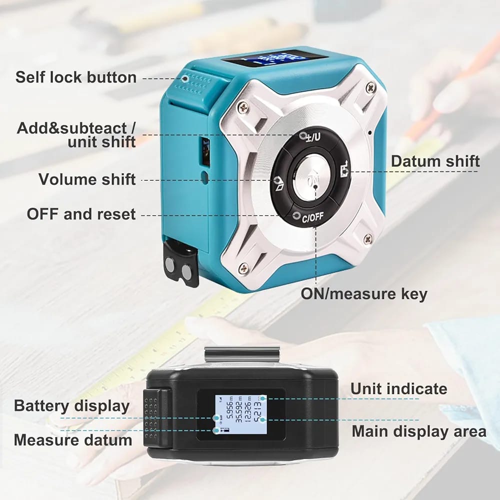130ft/40m Laser Distance Laser Measurement Tool Scales with Large LCD Displa - Image 6