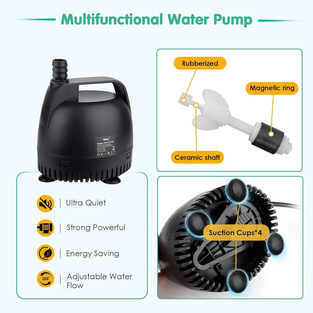 hygger Water Pump for Water Feature,3500L/H Submersible Water Pump for Fountain Pond Hydroponic Statuary Waterfall - Image 5