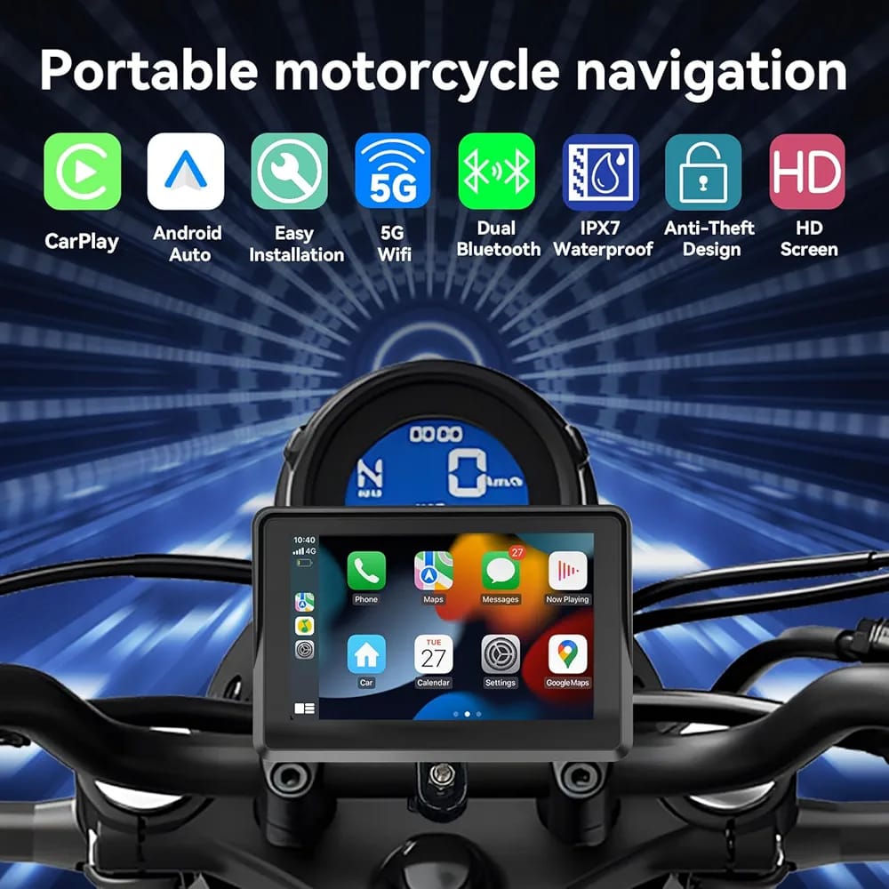 5 Inch Motorcycle Carplay Navigation For Motorbike - Image 4