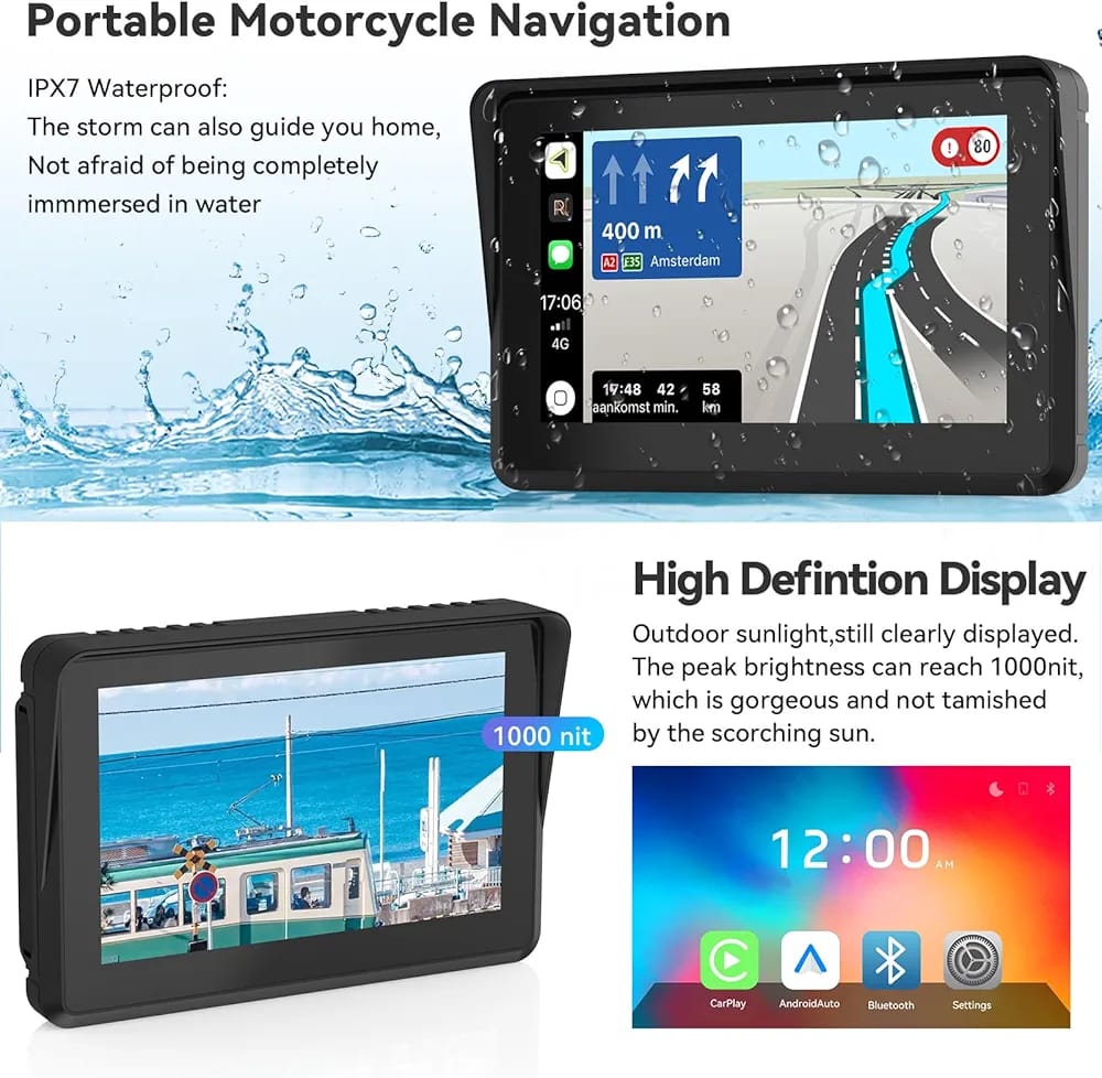 5 Inch Motorcycle Carplay Navigation For Motorbike - Image 6