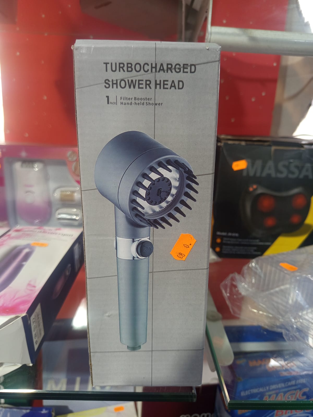 High Pressure Shower Head Turbocharged Filtered Hand Held Shower Built-in Filter Element Multifunctional Massage Shower (Grey) - Image 2