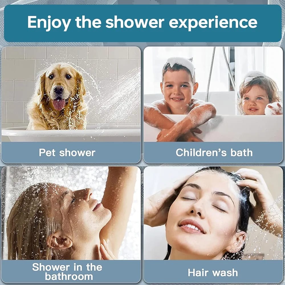 High Pressure Shower Head Turbocharged Filtered Hand Held Shower Built-in Filter Element Multifunctional Massage Shower (Grey) - Image 5