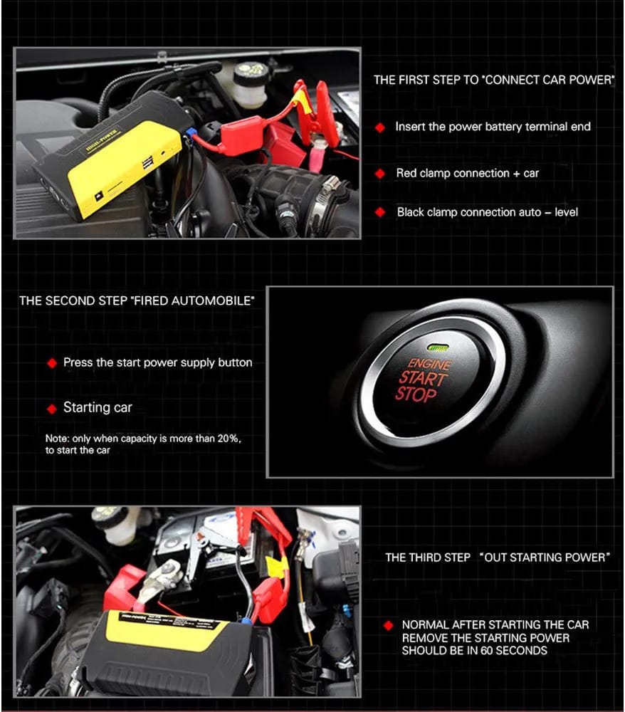 Multi-Function 12V Car Jump Starter, 16800mAh Starting Power Security Leader - Image 9
