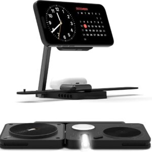 Aulumu M01 Wireless Charging Station [Compatible with Magsafe] 3-in-1 Collapsible Magnetic Wireless Charger