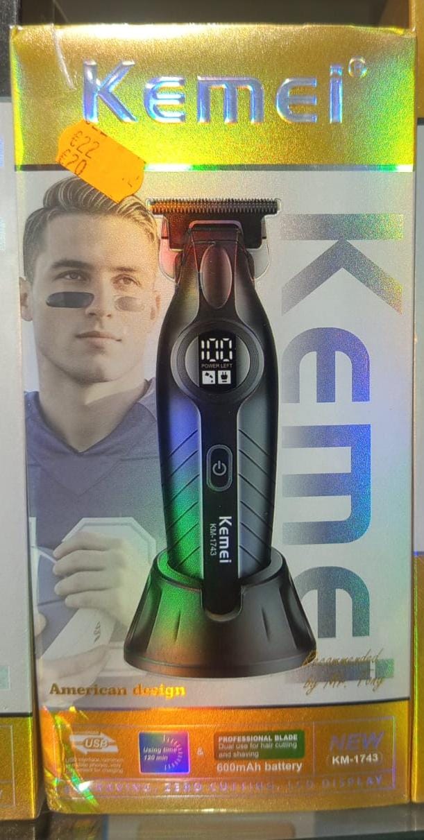 KEMEI 1743 Professional Hair Clippers for Men, Cordless Beard Trimmer, Electric T-Blade Zero Gap Hair Trimmer, USB Rechargeable with 4 Guide Combs - Image 2