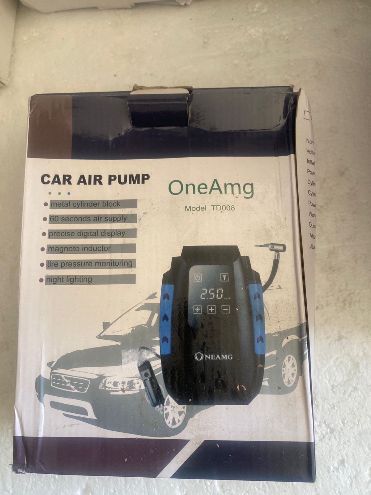 Portable Air Compressor 12 V, 120 W Car Tyre Inflator, Electric Air Compressor with Digital Display and LED Light, 3 m Cable for Car Bicycle (Blue) - Image 2