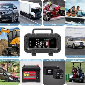 20Amp Car Battery Charger, 12V/24V Lifepo4 Lead Acid Upgraded Automobile Smart Battery Trickle Charger, Battery Maintainer for AGM, Motorcycle Boat Caravan Batteries