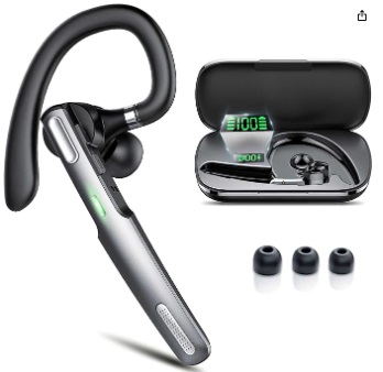 Bluetooth Headset V5.3, 100H Talk Handsfree Earpiece Wireless Headset with ENC Noise Canceling Microphone, LED Display, IP7 waterproof, in-Ear headphone for Business/Office/Driving - Image 2