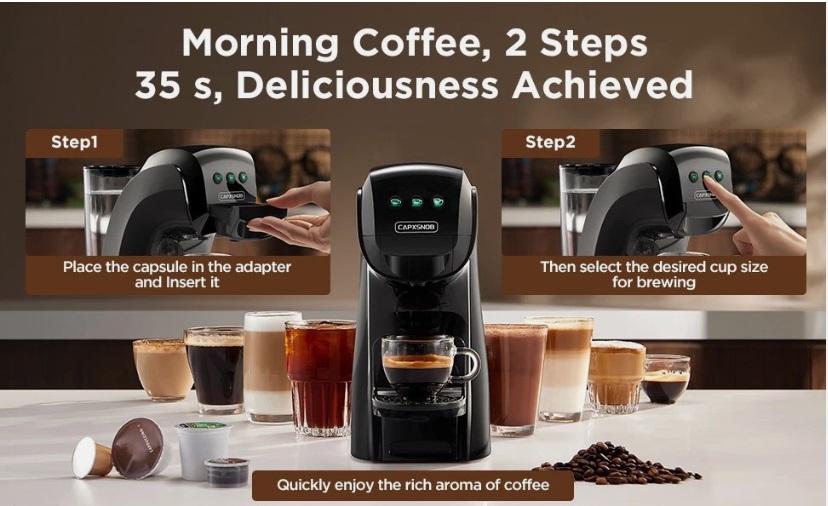 CAPXSNOB Multicapsule 4-in-1 Coffee Machine – Black | Fast, Versatile, Compact - Image 4