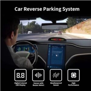 PDC Parking Sensor, 4 Parking Sensors Buzzer Car Reverse Backup Rear Radar LED System Sound Alarm Universal, Reversing Image Reversing Radar 4 Probe Led Dual Core Crescent Screen Buzzer