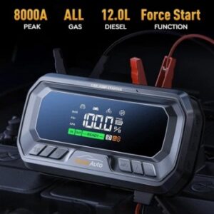 YaberAuto 12-in-1 Jump Starter with Air Compressor 8000A 160PSI 65W
