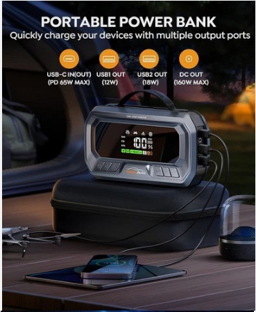 YaberAuto 12-in-1 Jump Starter with Air Compressor 8000A 160PSI 65W - Image 9