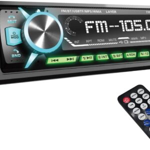 Single DIN 200W Car Stereo with Bluetooth, USB, SD Card, FM Radio, MP3/WMA Playback & Remote Control