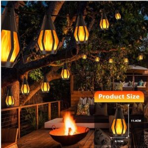 Solar String Lights for Outside, 33Ft Solar Patio Light with 15 Flickering Flame Light Bulbs, Waterproof Warm White Solar Powered Outdoor Lights for Garden Yard Patio Gazebo Bistro Cafe Party Decor