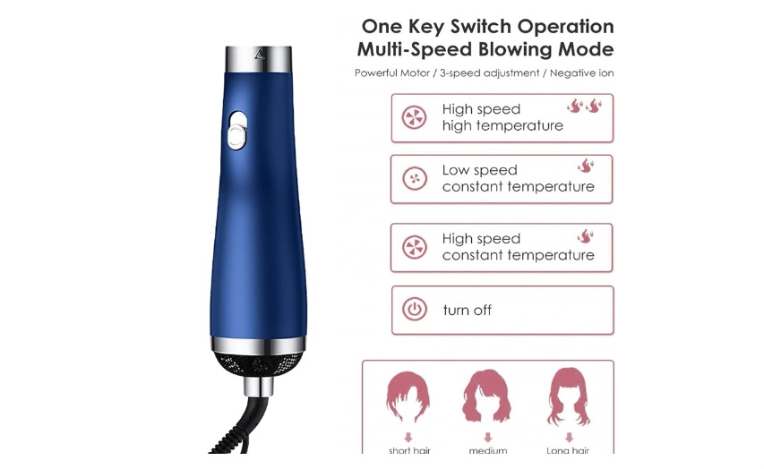 3 in 1 Ionic Hair Dryer Brush Hot Air Brush 3 Modes Hair Straightener Comb Curler Hairdryer Brush for Hair (Color :MULTICOLOUR) - Image 8