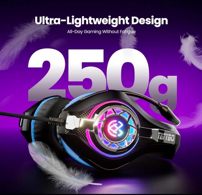 Tatybo Gaming Headset for Ps5 Ps4 PC Xbox S/X Series Switch PC, Gaming Headphone with Noise Cancelling Microphone RGB Lighting - Image 3