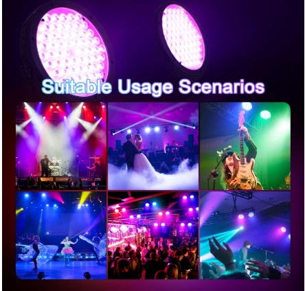 4 Pack RGB 36 LED Stage Lights with Remote Control, 72W LED Par Can Light Console 7CH Control, 7 Modes Disco Lights for Parties Wedding Club Party Concert Bars Show