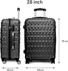 RMW Large Suitcase Luggage Hard Shell 28 Inch | Aluminum Telescopic Handle | 3 Digit Combination Lock | 4 Dual Spinner Wheels | Lightweight Durable Suitcases Check in Trolley, Black, L, Hard shell
