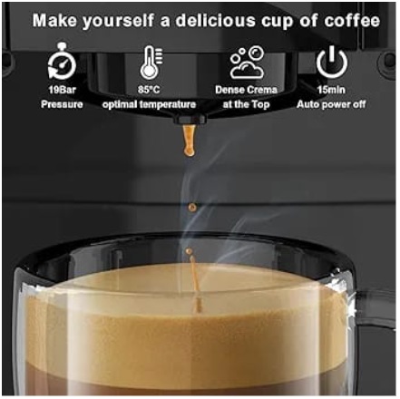 Single Cup Brew - Espresso Machine KOTLIE AC-513K 4-in-1 Capsule Coffee Maker for Nespresso Original/Dolce Gusto/Mixed Coffee/ESE Pads (44mm, 19 bar, 1450 W, 800 ml - Image 4