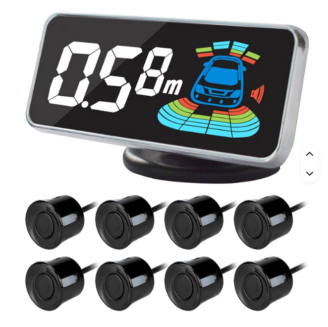 Multiple Radar Parking Sensor Kit LED Display Screen Monitor Detector Assistant 8pcs Probes - Image 8