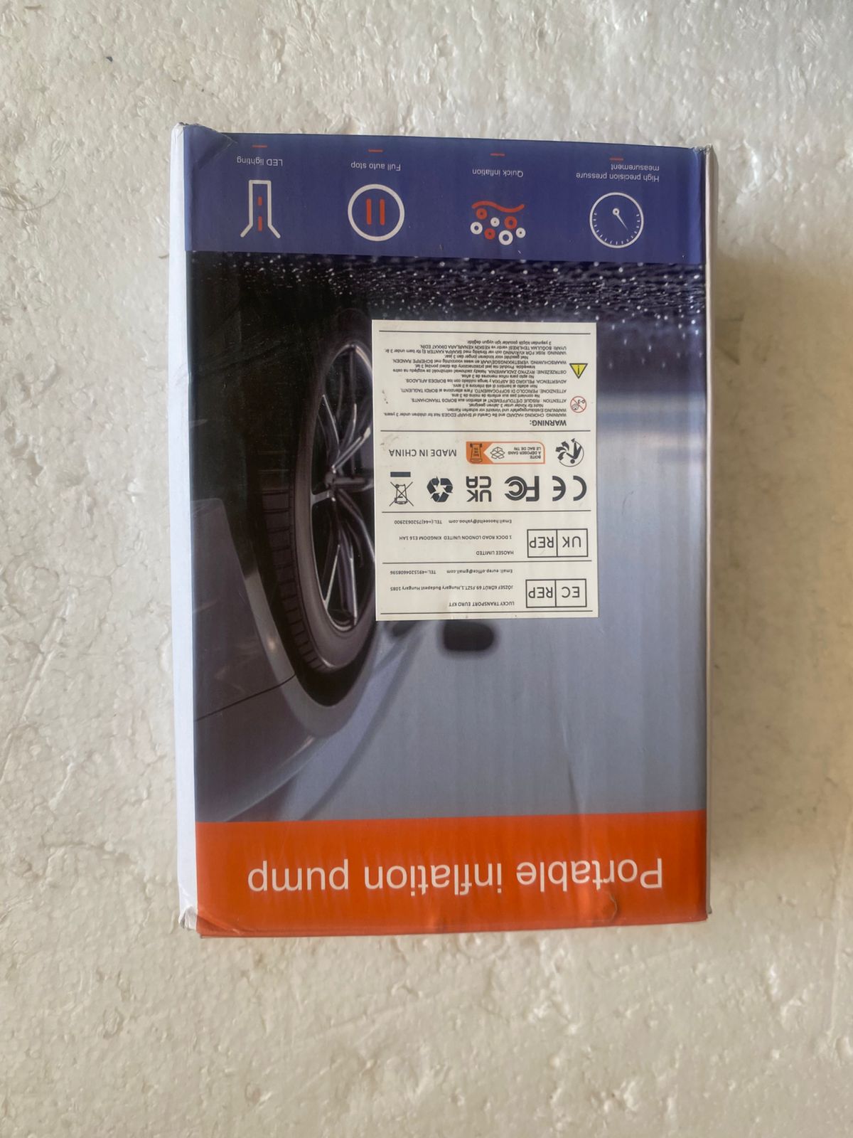 portable tire inflator pump, designed for quickly inflating vehicle tires